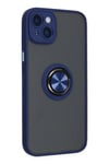 Mey İthalat®  iPhone 14 Kılıf Montreal Yüzüklü Silikon Kapak - Lacivert