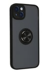 Mey İthalat®  iPhone 14 Kılıf Montreal Yüzüklü Silikon Kapak - Siyah
