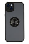 Mey İthalat®  iPhone 14 Kılıf Montreal Yüzüklü Silikon Kapak - Siyah