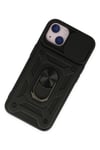 Mey İthalat®  iPhone 14 Kılıf Pars Lens Yüzüklü Silikon - Siyah