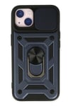 Mey İthalat®  iPhone 14 Kılıf Pars Lens Yüzüklü Silikon - Lacivert