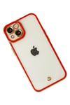 Mey İthalat®  iPhone 14 Plus Kılıf Liva Lens Silikon - Kırmızı