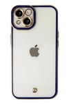 Mey İthalat®  iPhone 14 Plus Kılıf Liva Lens Silikon - Mavi