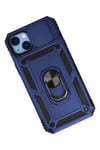 Mey İthalat®  iPhone 14 Plus Kılıf Pars Lens Yüzüklü Silikon - Lacivert