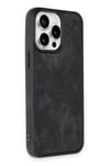Mey İthalat®  iPhone 14 Pro Kılıf Aras Deri Kapak - Siyah