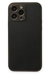 Mey İthalat®  iPhone 14 Pro Kılıf Coco Deri Silikon Kapak - Siyah