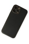 Mey İthalat®  iPhone 14 Pro Kılıf Coco Deri Silikon Kapak - Siyah