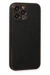 Mey İthalat®  iPhone 14 Pro Kılıf Coco Deri Silikon Kapak - Siyah