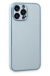 Mey İthalat®  iPhone 14 Pro Kılıf Coco Deri Silikon Kapak - Sky Blue