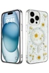 Mey İthalat®  iPhone 14 Pro Kılıf Daisy Simli Magsafe Kapak - Gümüş
