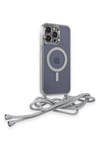 Mey İthalat®  iPhone 14 Pro Kılıf Divo Lazer Askılı Magsafe Kapak - Gümüş