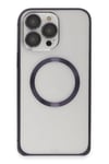 Mey İthalat®  iPhone 14 Pro Kılıf Metal Bumper Magneticsafe Kapak - Derin Mor
