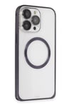 Mey İthalat®  iPhone 14 Pro Kılıf Metal Bumper Magneticsafe Kapak - Derin Mor