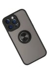 Mey İthalat®  iPhone 14 Pro Kılıf Montreal Yüzüklü Silikon Kapak - Siyah