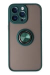Mey İthalat®  iPhone 14 Pro Kılıf Montreal Yüzüklü Silikon Kapak - Yeşil