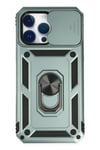 Mey İthalat®  iPhone 14 Pro Kılıf Pars Lens Yüzüklü Silikon - Yeşil