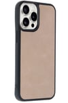 Mey İthalat®  iPhone 14 Pro Max Kılıf Aras Deri Kapak - Pudra