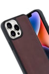 Mey İthalat®  iPhone 14 Pro Max Kılıf Aras Deri Kapak - Bordo