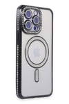 Mey İthalat®  iPhone 14 Pro Max Kılıf Joke Simli Magneticsafe Kılıf - Siyah