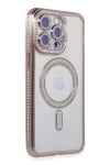 Mey İthalat®  iPhone 14 Pro Max Kılıf Joke Simli Magneticsafe Kılıf - Pembe