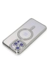 Mey İthalat®  iPhone 14 Pro Max Kılıf Joke Simli Magneticsafe Kılıf - Gümüş