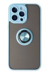 Mey İthalat®  iPhone 14 Pro Max Kılıf Montreal Yüzüklü Silikon Kapak - Buz Mavi