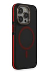 Mey İthalat®  iPhone 14 Pro Max Kılıf Rocky Magsafe Kapak - Siyah-Kırmızı