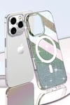 Mey İthalat®  iPhone 14 Pro Max Rasasi Simli Magsafe Kapak - Şeffaf