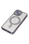 Mey İthalat®  iPhone 15 Kılıf Joke Simli Magneticsafe Kılıf - Derin Mor