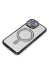 Mey İthalat®  iPhone 15 Kılıf Joke Simli Magneticsafe Kılıf - Siyah