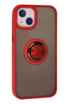 Mey İthalat®  iPhone 15 Kılıf Montreal Yüzüklü Silikon Kapak - Kırmızı