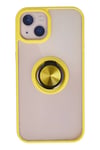 Mey İthalat®  iPhone 15 Kılıf Montreal Yüzüklü Silikon Kapak - Sarı