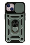 Mey İthalat®  iPhone 15 Kılıf Pars Lens Yüzüklü Silikon - Yeşil