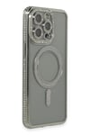 Mey İthalat®  iPhone 15 Pro Kılıf Joke Simli Magneticsafe Kılıf - Gri