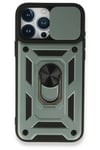 Mey İthalat®  iPhone 15 Pro Kılıf Pars Lens Yüzüklü Silikon - Yeşil