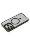 Mey İthalat®  iPhone 15 Pro Kılıf Roblox Lens Magsafe Standlı Kapak - Koyu Yeşil