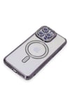 Mey İthalat®  iPhone 15 Pro Max Kılıf Joke Simli Magneticsafe Kılıf - Derin Mor