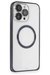 Mey İthalat®  iPhone 15 Pro Max Kılıf Metal Bumper Magneticsafe Kapak - Lacivert