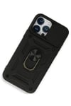 Mey İthalat®  iPhone 15 Pro Max Kılıf Pars Lens Yüzüklü Silikon - Siyah