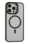 Mey İthalat®  iPhone 15 Pro Max Kılıf Roblox Lens Magsafe Standlı Kapak - Koyu Yeşil