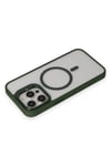 Mey İthalat®  iPhone 15 Pro Max Kılıf Roblox Lens Magsafe Standlı Kapak - Koyu Yeşil