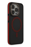 Mey İthalat®  iPhone 15 Pro Max Rocky Magsafe Kapak - Siyah-Kırmızı