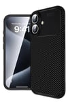 Mey İthalat®  iPhone 16 Kılıf Auto Focus Karbon Kapak - Siyah