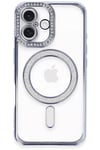 Mey İthalat®  iPhone 16 Kılıf Joke Simli Magneticsafe Kılıf - Mavi