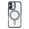 Mey İthalat®  iPhone 16 Kılıf Joke Simli Magneticsafe Kılıf - Lacivert