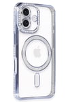 Mey İthalat®  iPhone 16 Kılıf Joke Simli Magneticsafe Kılıf - Mavi
