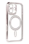 Mey İthalat®  iPhone 16 Kılıf Joke Simli Magneticsafe Kılıf - Pembe