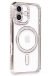 Mey İthalat®  iPhone 16 Kılıf Joke Simli Magneticsafe Kılıf - Pembe