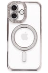 Mey İthalat®  iPhone 16 Kılıf Joke Simli Magneticsafe Kılıf - Pembe