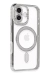 Mey İthalat®  iPhone 16 Kılıf Joke Simli Magneticsafe Kılıf - Gümüş